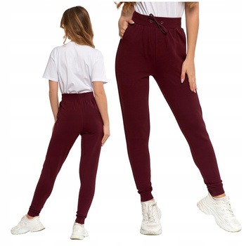 SPODNIE DRESOWE DAMSKIE GŁADKIE KLASYCZNE BASIC WIĄZANE WYGODNE MORAJ