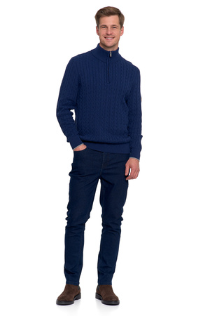 ELEGANCKI SWETER MĘSKI PÓŁGOLF KLASYCZNY ROZPINANY POD SZYJĄ MORAJ