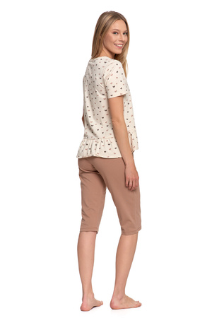 UROCZA PIŻAMA DAMSKA DWUCZĘŚCIOWA MORAJ KRÓTKI RĘKAW SPODNIE 3/4 MODNA