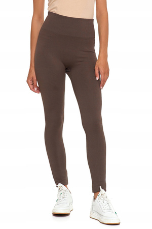 Legginsy Prążkowane Getry Damskie Wysoki Stan Modny Kolor Kryjące MORAJ 