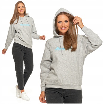 Ciepła Bluza Dresowa Damska MORAJ Z Kapturem z Napisem Gładka Klasyczna