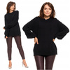 SWETER DAMSKI z Ozdobnymi Perełkami Szerokie Rękawy Czarny Stylowy MORAJ 