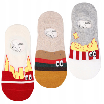 Skarpetki Niskie Stopki Balerinki Silikon Fast Food MORAJ 3 pak