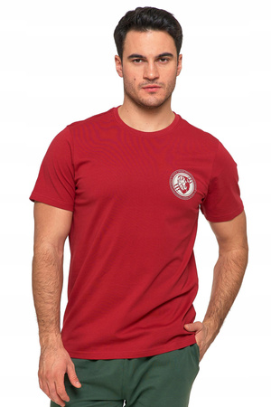 T-SHIRT MĘSKI MORAJ Koszulka Na Krótki Rękaw Delikatny Nadruk Bordowa 