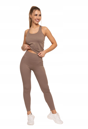 Legginsy Damskie Sportowe Wysoki Stan Kryjące Prążkowane Wygodne MORAJ 