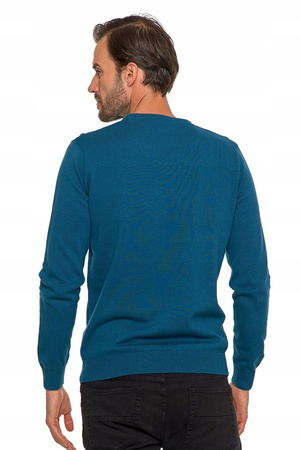 Elegancki SWETER MĘSKI Bawełniany z Okrągłym Dekoltem Ciepły MORAJ 