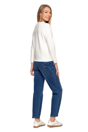 SWETER DAMSKI DZIANINOWY Z WISKOZY LUŹNY KRÓJ WYGODNY MODNY MORAJ