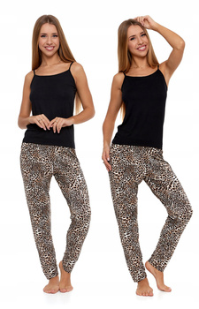 Piżama Damska Wiskoza Czarny Top Pantera MORAJ