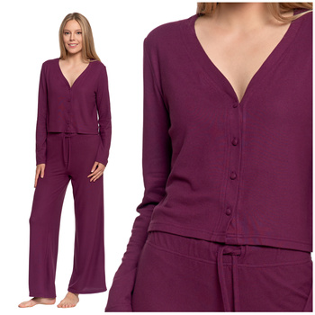 PIŻAMA DAMSKA DWUCZĘŚCIOWA DŁUGI RĘKAW SZEROKIE SPODNIE ELEGANCKA MORAJ