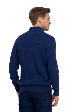 ELEGANCKI SWETER MĘSKI PÓŁGOLF KLASYCZNY ROZPINANY POD SZYJĄ MORAJ