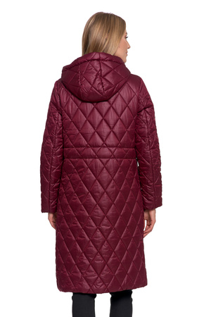 KURTKA DAMSKA DŁUGA PŁASZCZ Z KAPTUREM PIKOWANY NA JESIEŃ MODNY MORAJ