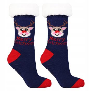 SKARPETKI ŚWIĄTECZNE CIEPŁE SKARPETY Bambosze z ABS r. UNI PREZENT MORAJ