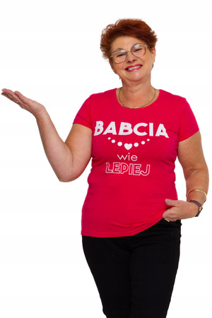Koszulka Damska Różowa Uroczy UPOMINEK na Dzień Babci Napis MORAJ 