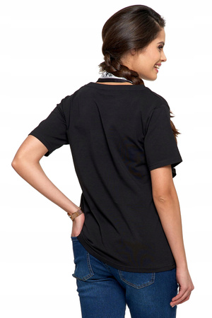 T-Shirt Damski PREMIUM Bawełna Luźna Koszulka Wygodna Dekolt V MORAJ 