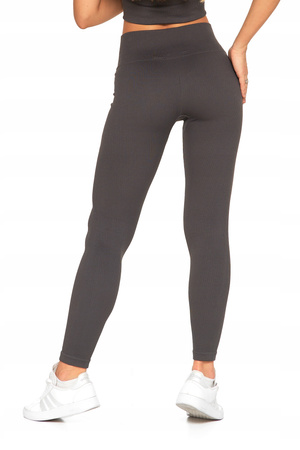 Legginsy Damskie Sportowe Wysoki Stan Kryjące Prążkowane Wygodne MORAJ 
