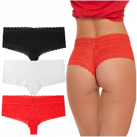 Figi Damskie Koronkowe Wygodne Bikini Majtki Koronka Modne 3 szt. MORAJ