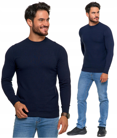 Sweter Męski Elegancki Modny Okrągły Dekolt Klasyczny Wiskoza MORAJ 