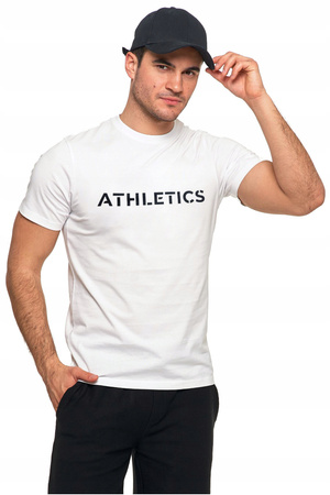 T-Shirt Męski Klasyczny Koszulka na Krótki Rękaw Gładka Biała Napis MORAJ 