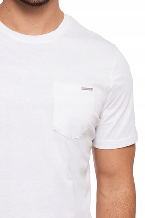 Biały T-Shirt Męski Gładki Klasyczny Bawełniany na Krótki Rękaw MORAJ 