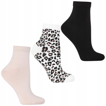 Skarpetki Damskie Za Kostkę Skarpety Gładkie Panterka MORAJ 3-PARY