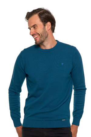 Elegancki SWETER MĘSKI Bawełniany z Okrągłym Dekoltem Ciepły MORAJ 