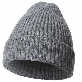 Elegancka CZAPKA DAMSKA z Kryształkami Modna Stylowa Prążkowana MORAJ