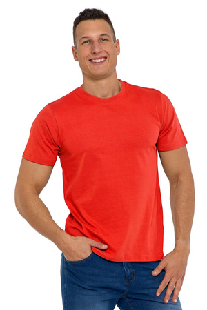 T-Shirt Koszulka Klasyczna Męska Czerwona Bawełniana Krótki Rękaw MORAJ 