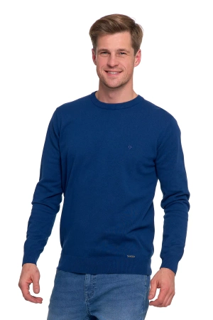 SWETER MĘSKI ELEGANCKI KLASYCZNY BAWEŁNIANY OKRĄGŁY DEKOLT GŁADKI MORAJ