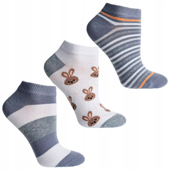 Skarpetki Stopki Damskie Niskie Skarpety Zajączki Paski MORAJ 3-PAK