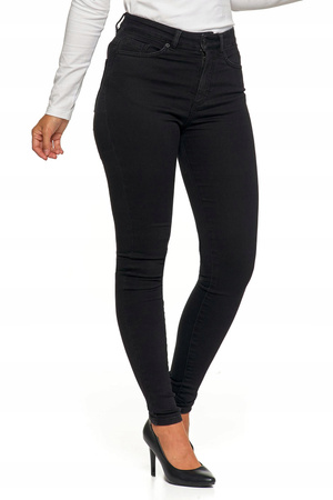 Jeansy Spodnie Damskie Rurki Wysoki Stan Klasyczne Skinny Czarne MORAJ