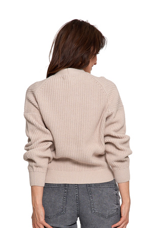 CIEPŁY SWETER DAMSKI KARDIGAN SZEROKIE RĘKAWY ELEGANCKI KLASYCZNY MORAJ