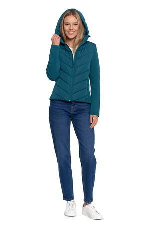 KRÓTKA KURTKA DAMSKA PRZEJŚCIOWA Z KAPTUREM NA JESIEŃ CIEPŁA MORAJ