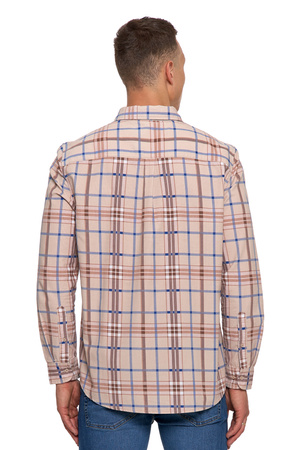 SZTRUKSOWA KOSZULA MĘSKA 100% BAWEŁNA W KRATĘ DŁUGI RĘKAW WYGODNA MORAJ