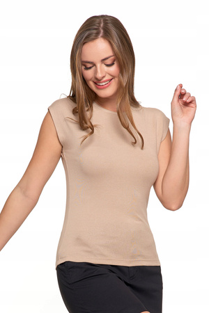 Koszulka Damska Top z krótkim rękawem Beżowa Bluzka T-Shirt MORAJ