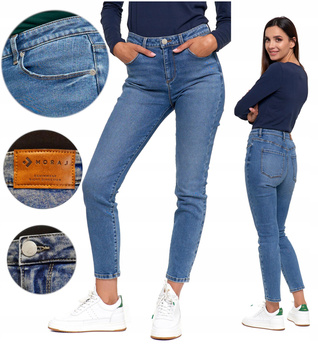 Spodnie Jeansowe Damskie Jeansy Skinny Wysoki Stan Wygodne MORAJ