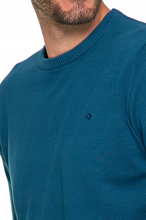 Elegancki SWETER MĘSKI Bawełniany z Okrągłym Dekoltem Ciepły MORAJ 