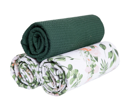 RĘCZNIKI KUCHENNE ELEGANCKIE ŚCIERKI W KOSZYCZKU KWIATKI 40x70 MORAJ 3SZT