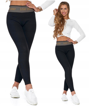 LEGGINSY DAMSKIE OCIEPLANE Prążkowane Wysoki Stan Modny Kolor MORAJ
