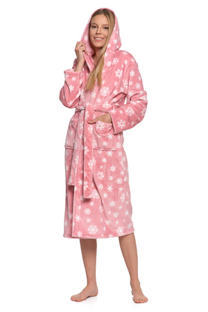 CIEPŁY SZLAFROK DAMSKI NA PREZENT WIĄZANY Z KAPTUREM PUSZYSTY MORAJ