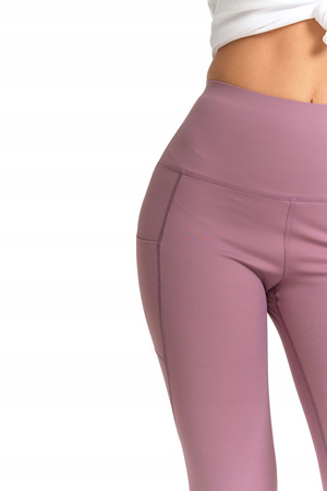 Gładkie Legginsy Damskie Sportowe Kieszenie Wysoki Stan Kryjące MORAJ 