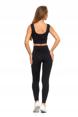 Legginsy Damskie Sportowe Wysoki Stan Kryjące Prążkowane Wygodne MORAJ