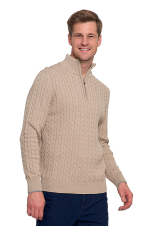 ELEGANCKI SWETER MĘSKI PÓŁGOLF KLASYCZNY ROZPINANY POD SZYJĄ MORAJ