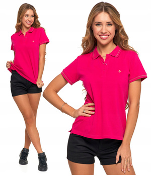 Koszulka Polo Damska PREMIUM Klasyczna Bawełniana Złota Nić Modna MORAJ