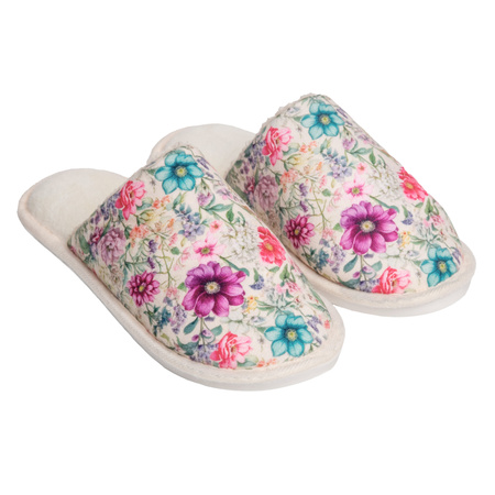 KAPCIE DAMSKIE W KWIATKI LACZKI DOMOWE KLAPKI NA PREZENT MORAJ