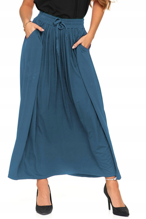 SPÓDNICA MAXI DAMSKA Elegancka Na Gumce z Kieszeniami Wiskozowa MORAJ 