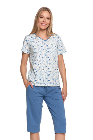 PIŻAMA DAMSKA DWUCZĘŚCIOWA MORAJ T-SHIRT KRÓTKI RĘKAW 3/4 SPODNIE