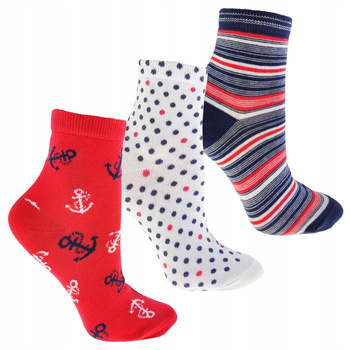 Wzorzyste SKARPERKI DAMSKIE 3/4 Kolorowe Za Kostkę MORAJ 3-PAK