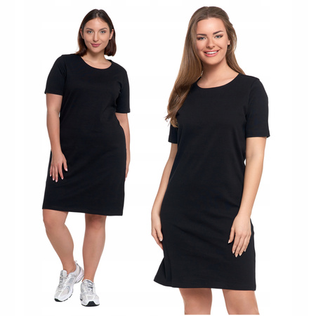 SUKIENKA DAMSKA T-SHIRTOWA Z KRÓTKIM RĘKAWEM PRZED KOLANO CZARNA MORAJ 
