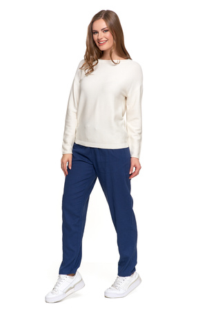 SWETER DAMSKI DZIANINOWY Z WISKOZY LUŹNY KRÓJ WYGODNY MODNY MORAJ