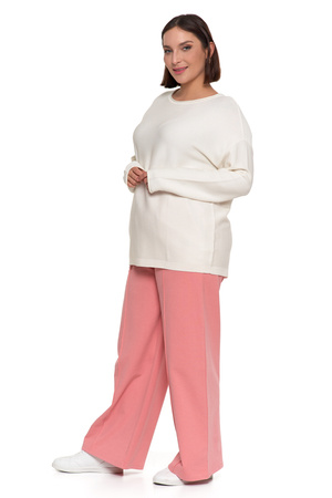 SWETER DAMSKI DZIANINOWY Z WISKOZY LUŹNY KRÓJ WYGODNY MODNY MORAJ